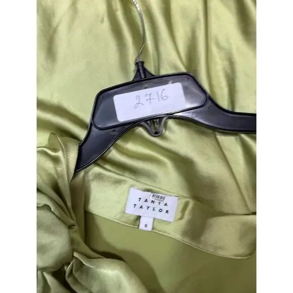 Tanya Taylor Stassi Dress silky green one shoulder slip cocktail dress Size 6 - Picture 2 of 9
